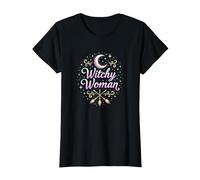 Witchy Woman: Incantesimo Mistico di Luna e Scopa Maglietta, Donna, Nero, L