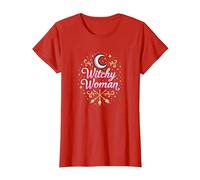 Witchy Woman: Incantesimo Mistico di Luna e Scopa Maglietta, Donna, Rosso, XS