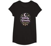 Witchy Woman: Incantesimo Mistico di Luna e Scopa Maglietta, Ragazze, Nero, XS