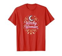 Witchy Woman: Incantesimo Mistico di Luna e Scopa Maglietta, Uomo, Rosso, L
