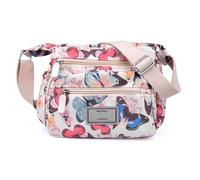 WITERY Borsa Crossboby da donna - Borsa a tracolla floreale in nylon impermeabile multi-tasca borsa a tracolla con cerniera, Farfalla