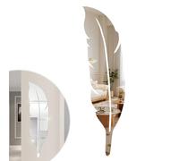 witeup 1 set di specchi acrilici autoadesivi, con piume d'argento, 73 x 18 cm, specchio decorativo 3D, per soggiorno, cucina, camera da letto, bagno