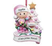 witfox 2024 Decorazioni Natalizie Personalizzate con Nome - Decorazioni per il Primo Natale del Bambino, il mio Primo Natale Neonato Regalo, Natale Personalizzato Ornamento per Bambine Nipotine, Rosa
