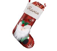 witfox Calze di Natale Personalizzate con Nome - Calze Natale Bambini in Cotone e Lino con Babbo Natale in 3D, Regali di Natale Personalizzati per Bambini, familiari e Amici, Decorazioni Natalizie