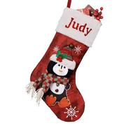 witfox Calze di Natale Personalizzate con Nome - Calze Natale Bambini in Cotone e Lino con Pinguino in 3D, Regali di Natale Personalizzati per Bambini, familiari e Amici, Decorazioni Natalizie