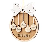 witfox Ciondolo di Natale personalizzate con 5 nomi - 2024 Ciondolo natalizio in legno personalizzato Regali di Natale personalizzati per la famiglia, il partner e gli amici