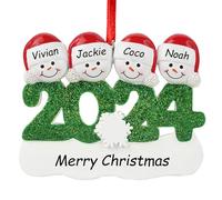 witfox Ciondolo di natale personalizzate yeti 2024- palline natale personalizzate con nomi, decorazioni natale in resina Regali di Natale personalizzati, il partner e gli amici 2 (di famiglia 4)