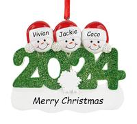 witfox Ciondolo di natale personalizzate yeti 2024- palline natale personalizzate con nomi, decorazioni natale in resina Regali di Natale personalizzati, il partner e gli amici 2 (di famiglia 3)