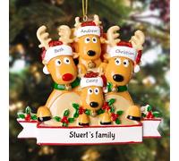witfox Decorazioni natale personalizzate con 2/3/4/5/6/7/8 nomi di famiglia - 2024 ciondolo di Natale personalizzate in resina Regali di Natale personalizzati per la famiglia, il partner e gli amici 4