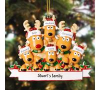 witfox Decorazioni natale personalizzate con 2/3/4/5/6/7/8 nomi di famiglia - 2024 ciondolo di Natale personalizzate in resina Regali di Natale personalizzati per la famiglia, il partner e gli amici 6