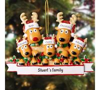 witfox Decorazioni natale personalizzate con 2/3/4/5/6/7/8 nomi di famiglia - 2024 ciondolo di Natale personalizzate in resina Regali di Natale personalizzati per la famiglia, il partner e gli amici 5