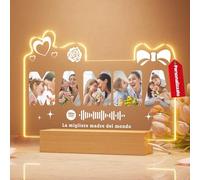 witfox Lampada Spotify Personalizzata Con Foto - Idee Regalo Festa Della Mamma Personalizzato, Regali per Mamma, Lampade con Cornice Fotografica Acrilico - Regalo da Parte Figli e Figlie