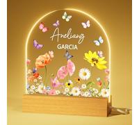 witfox Regali personalizzati per bambini - Lampada LED in acrilico a forma di farfalla, lampade personalizzate con nome, luci notturne per bambini, regali per neonate, idee regalo per il battesimo