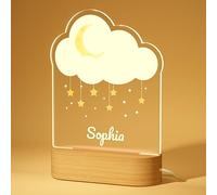witfox Regali personalizzati per bambini - Lampada LED in acrilico a forma di nuvola, lampade personalizzate con nome, luci notturne per bambini, regali per neonate, idee regalo per il battesimo