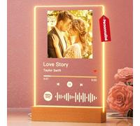 witfox Targa Spotify Personalizzata -con Foto e Codici Spotify in Acrilico,spotify glass personalizzato con LED - Compleanno San Valentino Fidanzati Matrimonio Anniversario Natale,20 * 15cm