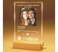 witfox Targa Spotify Personalizzata con Luce LED -con Foto,Code,Benedizione, Data- Regali Personalizzati, Compleanno San Valentino Festa del Papà &Mama Anniversario Natale-15x22cm