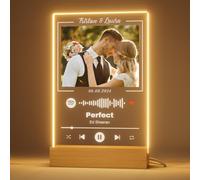 witfox Targa Spotify Personalizzata con Luce LED -con Foto e Nomi Della Coppia & Anniversario- Regali personalizzati per Compleanno, Fidanzata, Fidanzato, Anniversario, San Valentino, Natale-15x22cm