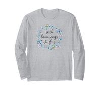 with Brave Wings She Flies Blue Butterfly Cute Purple Floral Maglia a Manica