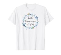 with Brave Wings She Flies Blue Butterfly Cute Purple Floral Maglietta