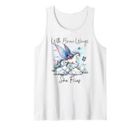 With Brave Wings She Flies Butterfly Pink Unicorn Rainbow Canotta