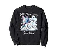 With Brave Wings She Flies Butterfly Pink Unicorn Rainbow Felpa