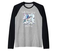 With Brave Wings She Flies Butterfly Pink Unicorn Rainbow Maglia con Maniche Raglan