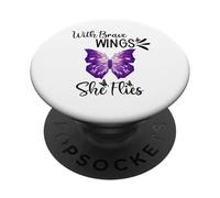 With Brave Wings She Flies Sign She Flies With Her Own Wings PopSockets PopGrip Adesivo