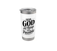 With God All Things Are Possibile Citazione ispiratrice Bicchiere termico in acciaio inox doppia parete