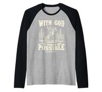 with God all Things Are Possibile - Cowpoke Western Cowpoke Maglia con Maniche Raglan