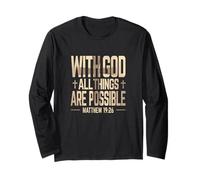 with God all Things Are Possible Matteo 19:26 Faith Meme Maglia a Manica