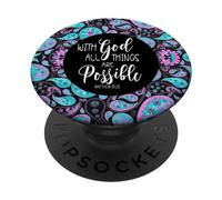 With God All Things Are Possible Matthew 19 26 Bible Paisley PopSockets PopGrip Adesivo