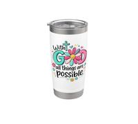 With God All Things Are Possible Matthew Jesus Believer Bicchiere termico in acciaio inox doppia parete