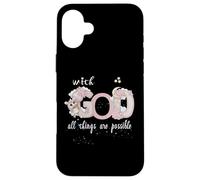 With God All Things Are Possibsible Baby Unicorn & Stars Custodia per iPhone 16 Plus