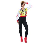 Smiffys Costume da regina push it pop da donna, stile retrò, con stampa "Let the Music Play", per feste e festival anni '80 e '90, taglia L