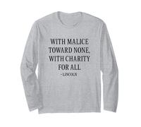 With Malice Toward None Lincoln Citazione Peace Unity Gift Maglia a Manica