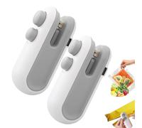Withnormally Mini Bag Sealer With Cutter And Magnet, Rechargeable 2 In 1 Small Bag Resealer Machine, Magnetic Portable Heat Sealer Machine - Suitable for All Bags (2-PCS White)