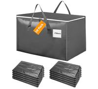 Withosent 100L Borsa Portaoggetti Grande, 10 Pezzi Impermeabile Borse di Stoccaggio Trasloco con Cerniera e Maniglia, Pieghevole Scatole Armadio Viaggio per Vestiti, Coperte, Trapunte, Grigio