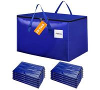 Withosent 100L Borsa Portaoggetti Grande, 10 Pezzi Impermeabile Borse di Stoccaggio Trasloco con Cerniera e Maniglia, Pieghevole Scatole Armadio per Vestiti, Coperte, Trapunte, Blu