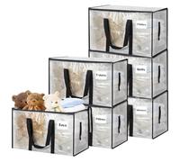 Withosent 100L Borsa Portaoggetti Grande, 6 Pezzi Impermeabile Borse di Stoccaggio Trasloco con Cerniera e Maniglia, Pieghevole Scatole Armadio Viaggio per Vestiti, Trapunte, Trasparente