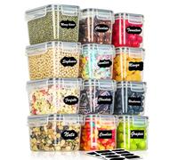 Withosent 12 contenitori con coperchio, contenitore ermetico, in plastica, contenitore per cereali, set di contenitori di stoccaggio