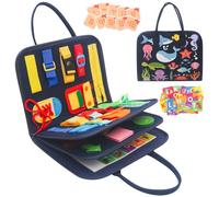 Withosent Busy Board per Bambini, 4 Strati Giochi Montessori, Pannello Sensoriale Montessori, Giochi Educativi 3 4 Anni con Fibbie, Cerniere, Lacci, Bottoni, Orologio, Alfabeto