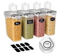 Withosent 4L Contenitori Ermetici per Alimenti 4 Pezzi, Contenitori Plastica Cucina Organizer con Coperchio, Contenitore Alimentari per Cereali, Porta Muesli, Farina, Cornflakes