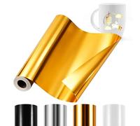 Withosent Fogli Vinile Adesivo Oro, 30,5 x 457,2 cm Rotolo di Vinile Permanente Adesivo per Plotter da Taglio Vinile Permanente Impermeabile per Cricut, Silhouette Cameo, Altri Plotter da Taglio