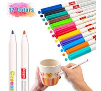 12 Colori Pennarelli in Porcellana Lavabili in Lavastoviglie - Pennarelli per Pittura su Vetro - Pennarelli in Ceramica per Dipingere e Decorare per Bambini dai 3 Anni