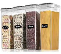 Withosent Set di 4 contenitori con coperchio, contenitore ermetico, in plastica, contenitore per cereali