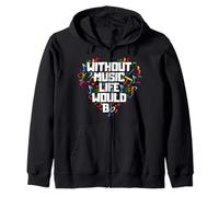 Without Music Life Would B Camicia piatta Divertente Notazione musicale Felpa con Cappuccio