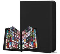 WITHYU Album da Collezione per Carte 16 Tasche, Capacità 1024 Carte - Portacarte Impermeabile Caricamento Laterale con Zip per TCG, Calcio & Collezioni, Portatile (Nero)