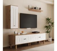 Witimisy 3-TLG, ideale per: Highboard, armadi, parete, pannelli per porte intagliate, bianco e legno, 170 x 35 x 40 cm