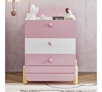 Witimisy Comodino con 3 cassetti con ripiani, design silenzioso, piedini in legno, spazio per il soggiorno e la camera da letto, 64 x 40 x 83 cm (rosa)