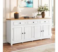 Witimisy Credenza, design moderno e semplice con 4 ante, credenza o armadio con grande spazio di archiviazione, per soggiorno, sala da pranzo e corridoio, 160 x 35 x 76 cm (bianco)